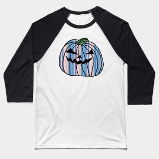 Light Blue Pink Stripes Halloween Horror Pumpkin Baseball T-Shirt